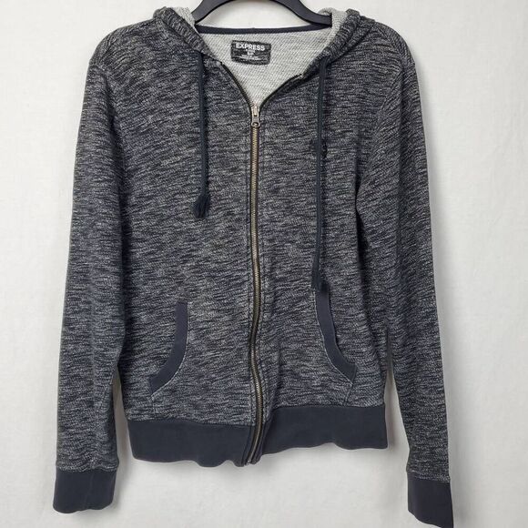 Express Small Full Zip Gray Hoodie Sweatshirt - Picture 2 of 7
